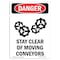 Signmission OSHA Danger Sign, Stay Clear Of Moving, 10in X 7in Rigid Plastic, 7" W, 10" L, Portrait OS-DS-P-710-V-1579 - alternate 1
